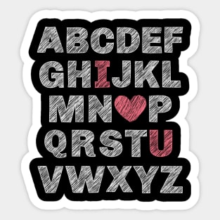 English Teacher Alphabet I Love You Valentine's Day Cute Teacher or Student Shirt, A to Z,I Love You Sticker